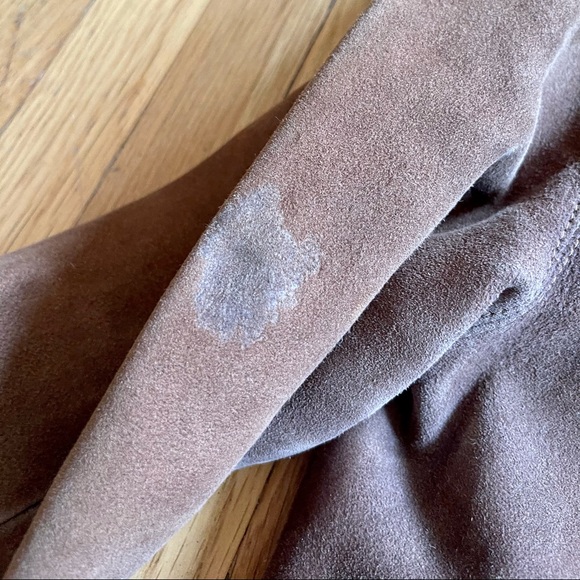 40s-50s Vintage Suede Coat with Knit Collar - Picture 10 of 15